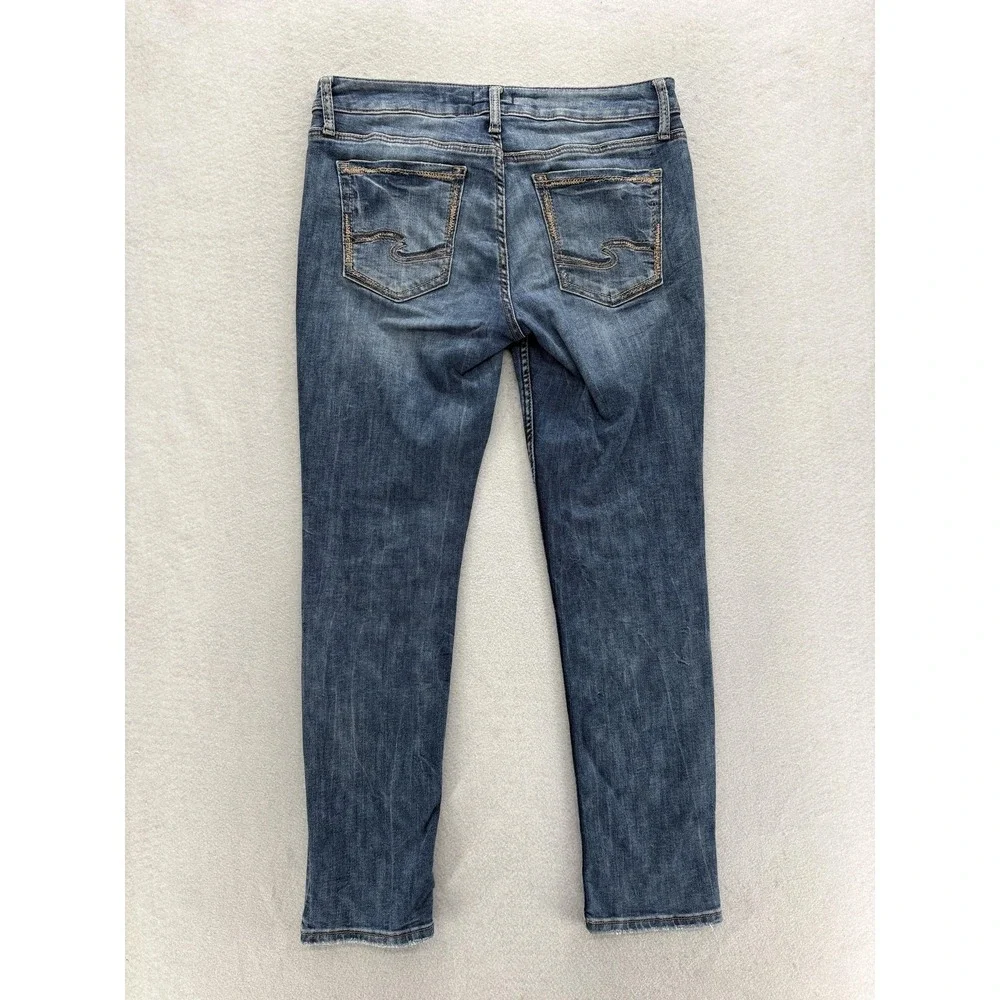 Silver Jeans Suki Slim Womens 30x27 Blue Mid Rise Distressed Stretch Denim Y2K - Picture 12 of 13